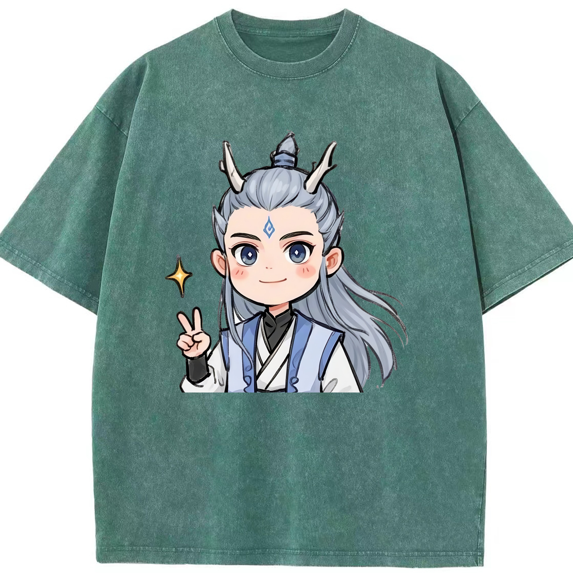 （画像用） Ne Zha 2 ナタ 魔童の大暴れ 綿100% ヴィンテージ風 半袖Tシャツ（フロントプリント）
